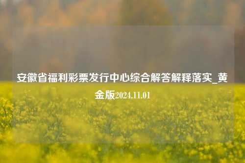 安徽省福利彩票发行中心综合解答解释落实_黄金版2024.11.01