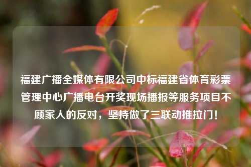 福建广播全媒体有限公司中标福建省体育彩票管理中心广播电台开奖现场播报等服务项目不顾家人的反对，坚持做了三联动推拉门！