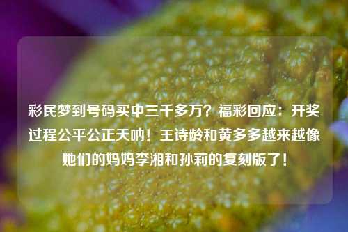 彩民梦到号码买中三千多万？福彩回应：开奖过程公平公正天呐！王诗龄和黄多多越来越像她们的妈妈李湘和孙莉的复刻版了！