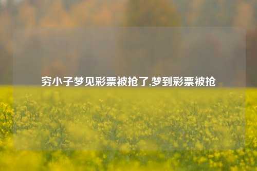 穷小子梦见彩票被抢了,梦到彩票被抢