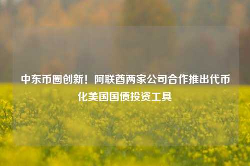 中东币圈创新！阿联酋两家公司合作推出代币化美国国债投资工具