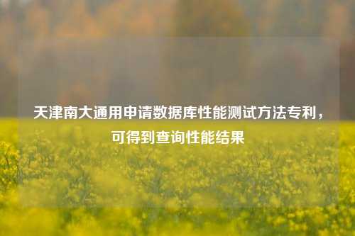 天津南大通用申请数据库性能测试方法专利，可得到查询性能结果