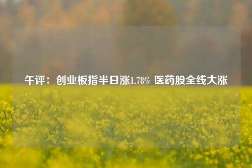 午评：创业板指半日涨1.78% 医药股全线大涨