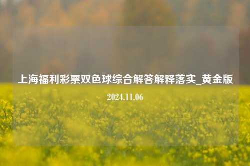 上海福利彩票双色球综合解答解释落实_黄金版2024.11.06