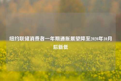 纽约联储消费者一年期通胀展望降至2020年10月后新低