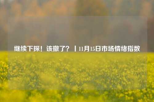 继续下探！该撤了？丨11月15日市场情绪指数