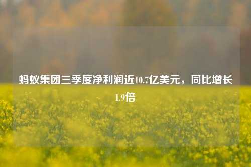 蚂蚁集团三季度净利润近10.7亿美元，同比增长1.9倍