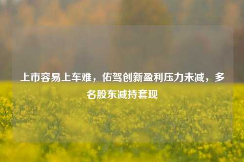 上市容易上车难，佑驾创新盈利压力未减，多名股东减持套现