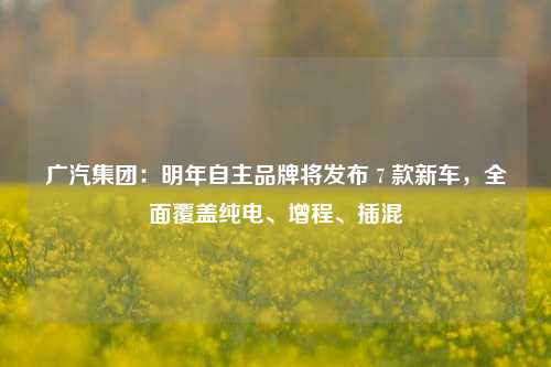 广汽集团：明年自主品牌将发布 7 款新车，全面覆盖纯电、增程、插混