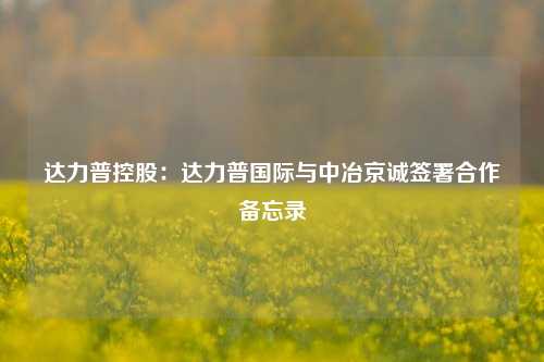 达力普控股：达力普国际与中冶京诚签署合作备忘录