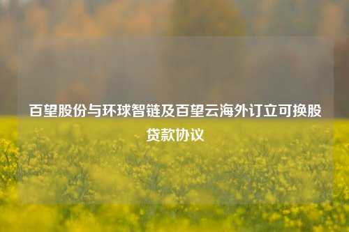 百望股份与环球智链及百望云海外订立可换股贷款协议