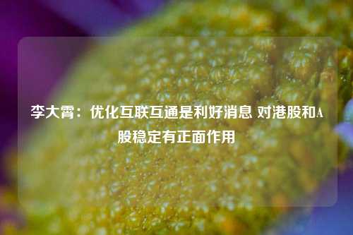 李大霄：优化互联互通是利好消息 对港股和A股稳定有正面作用