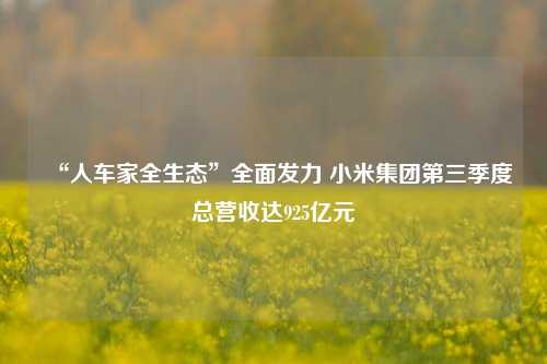 “人车家全生态”全面发力 小米集团第三季度总营收达925亿元