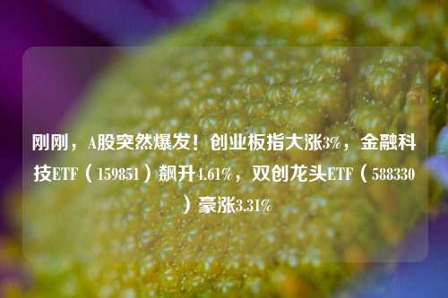 刚刚，A股突然爆发！创业板指大涨3%，金融科技ETF（159851）飙升4.61%，双创龙头ETF（588330）豪涨3.31%