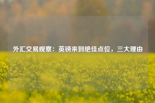 外汇交易观察：英镑来到绝佳点位，三大理由