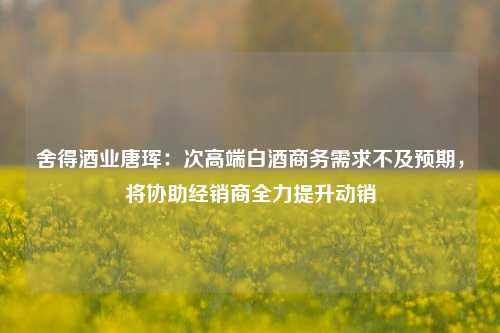 舍得酒业唐珲：次高端白酒商务需求不及预期，将协助经销商全力提升动销